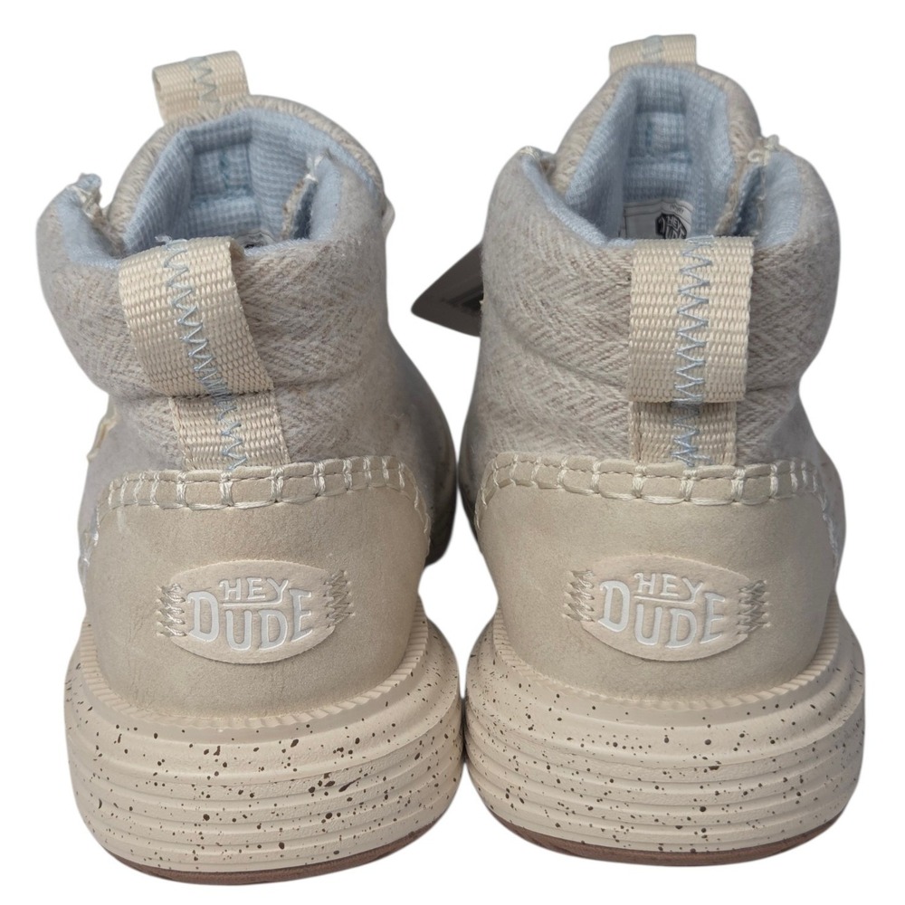 Hey Dude Reyes Heathered Ankle Boots Women 8 Ivory Herringbone Slip On Shoes NEW - Picture 5 of 10